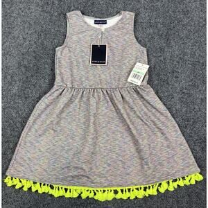 Andy & Evan Girls Sleeveless Knit Tassel Trim Dress Multicolor Neon Fringe NWT 5